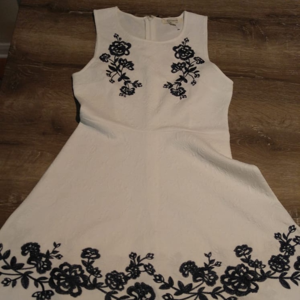 White and Blue Floral Dress